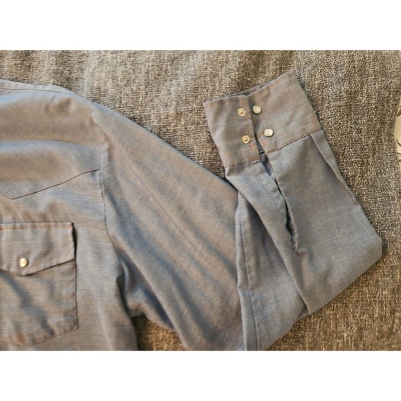 Vintage Le Chevron Western Pearl Snap Shirt M Large Button Up Dagger Collar Knit - Picture 5 of 11